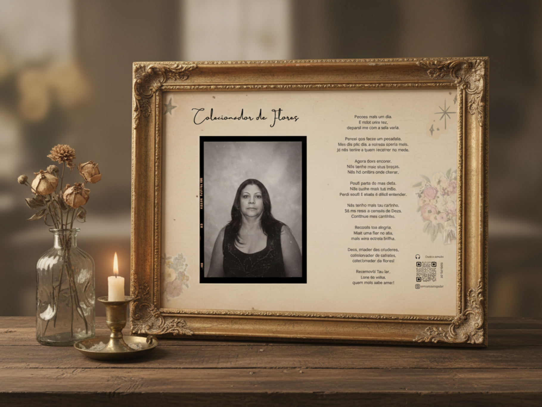 Quadro Colecionador de Flores em homenagem à mãe do compositor