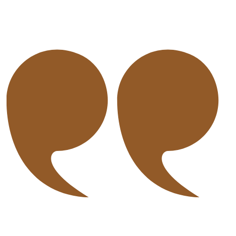 Ícone de aspas representando depoimentos